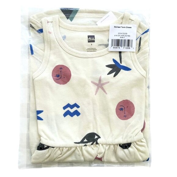 NWT Tea Collection Cream Eye Of Horus Hi-Low Skirted Summer Tank Dress Size 3 - Picture 7 of 7